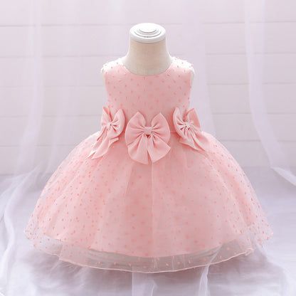 Ballkleid U-Ausschnitt Ärmellose Blumenmädchenkleider mit Schleife