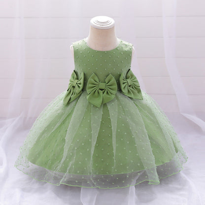 Ballkleid U-Ausschnitt Ärmellose Blumenmädchenkleider mit Schleife