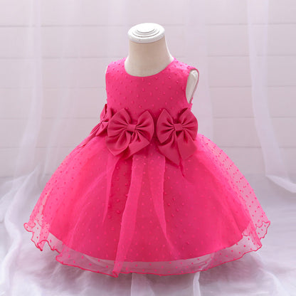 Ballkleid U-Ausschnitt Ärmellose Blumenmädchenkleider mit Schleife