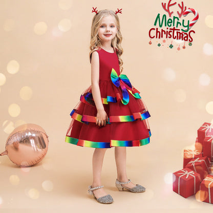 A-Linie/Princess-Linie U-Ausschnitt Ärmellos Weihnachtskleider für Mädchen
