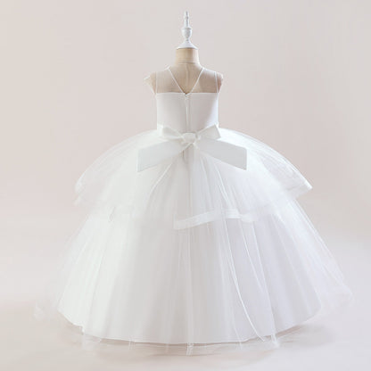 Ballkleid U-Ausschnitt Ärmellose Blumenmädchenkleider mit Rüschen