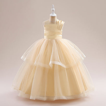 Ballkleid U-Ausschnitt Ärmellose Blumenmädchenkleider mit Rüschen