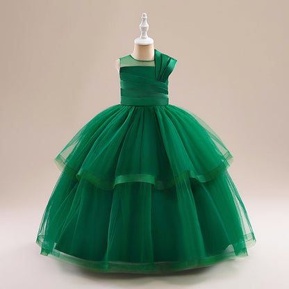 Ballkleid U-Ausschnitt Ärmellose Blumenmädchenkleider mit Rüschen