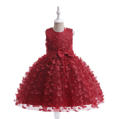 Ballkleid U-Ausschnitt Ärmellose Blumenmädchenkleider mit einfarbigen Blumen