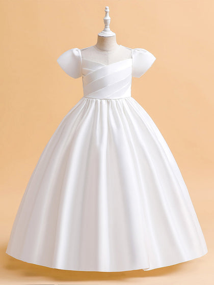 Ballkleid Scoop Puffärmel Blumenmädchenkleider mit Rüschen