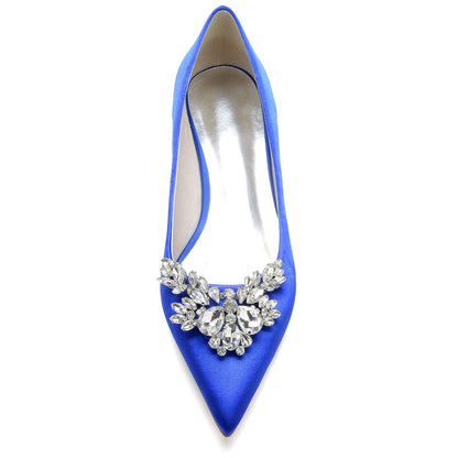 Damen Seidensatin mit Strass Geschlossene Zehenpartie Flacher Absatz Partyschuhe