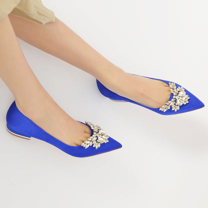 Damen Seidensatin mit Strass Geschlossene Zehenpartie Flacher Absatz Partyschuhe