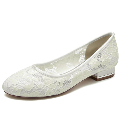 Damen Spitze Mit Spitze Geschlossene Zehen Flacher Absatz Abendschuhe