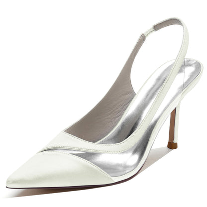 Damen Seidensatin Mit Stiletto-Absatz Geschlossene Zehe Hochzeitsschuhe