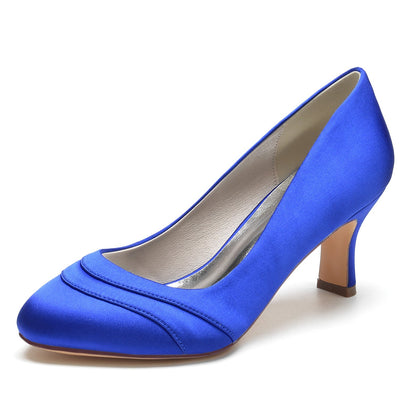 Damen Seidensatin Mit Geschlossener Spitze Spool Heel Party Schuhe