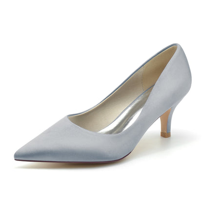 Damen Seidensatin mit Geschlossener Zehe Stiletto-Absatz Brautschuhe