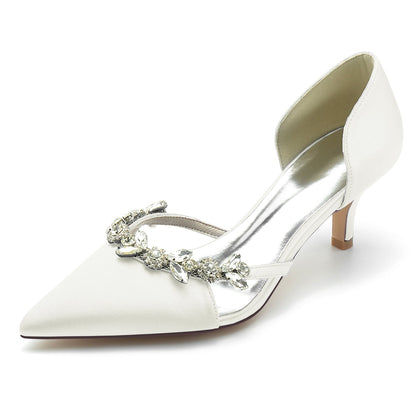Damen Seidensatin Geschlossene Zehe Stilettoabsatz Mit Strass Partyschuhe
