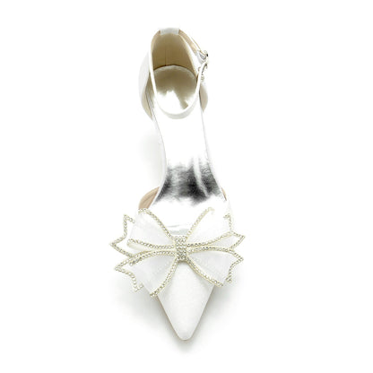 Damen Glitzer Abendschuhe mit Knöchelriemen und Schleife, geschlossene Zehenpartie, Stilettoabsatz