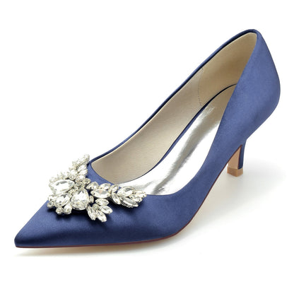 Damen Seidensatin mit Strass Geschlossene Zehen Stiletto-Absatz Abendschuhe