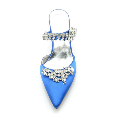 Damen Seidensatin Geschlossene Zehenpartie Strass Stiletto-Absatz Abendschuhe