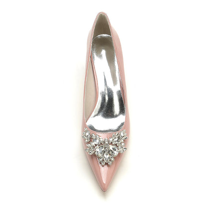 Damen Lackleder Spiegelfinish mit Strass Geschlossene Zehen Stilettoabsatz Abendschuhe
