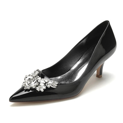 Damen Lackleder Spiegelfinish mit Strass Geschlossene Zehen Stilettoabsatz Abendschuhe