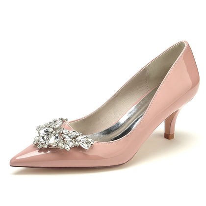 Damen Lackleder Spiegelfinish mit Strass Geschlossene Zehen Stilettoabsatz Abendschuhe