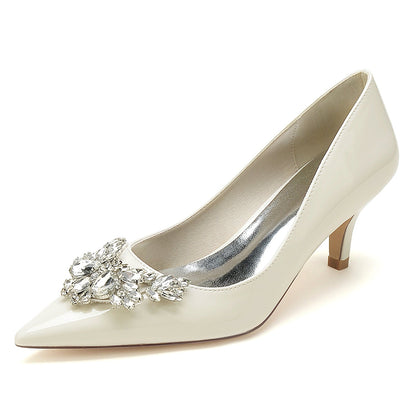 Damen Lackleder Spiegelfinish mit Strass Geschlossene Zehen Stilettoabsatz Abendschuhe